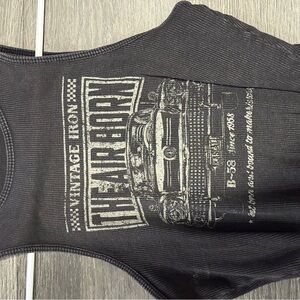 Garage Charcoal Ribbed Tank Top